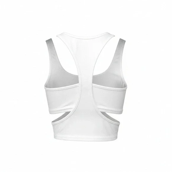 New Large White Sexy Cut Out Crop Top Open Sleeveless Tank Blouse Tee - Picture 4 of 4